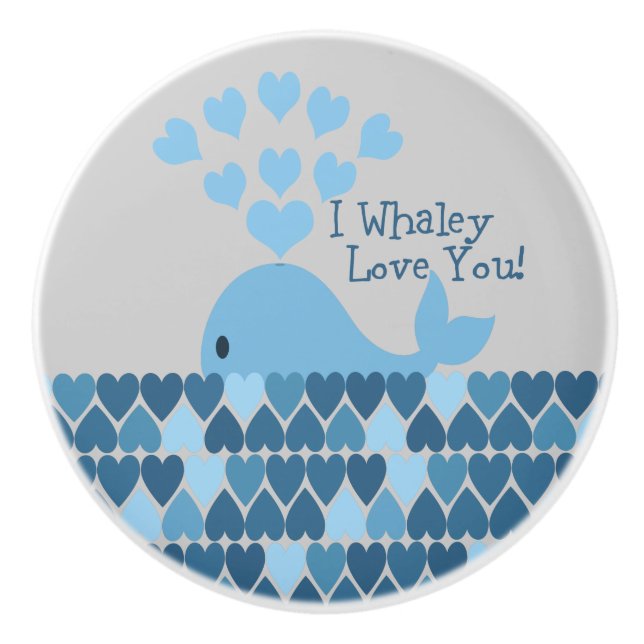 Blue I whaley love you! Ceramic Knob (Front)