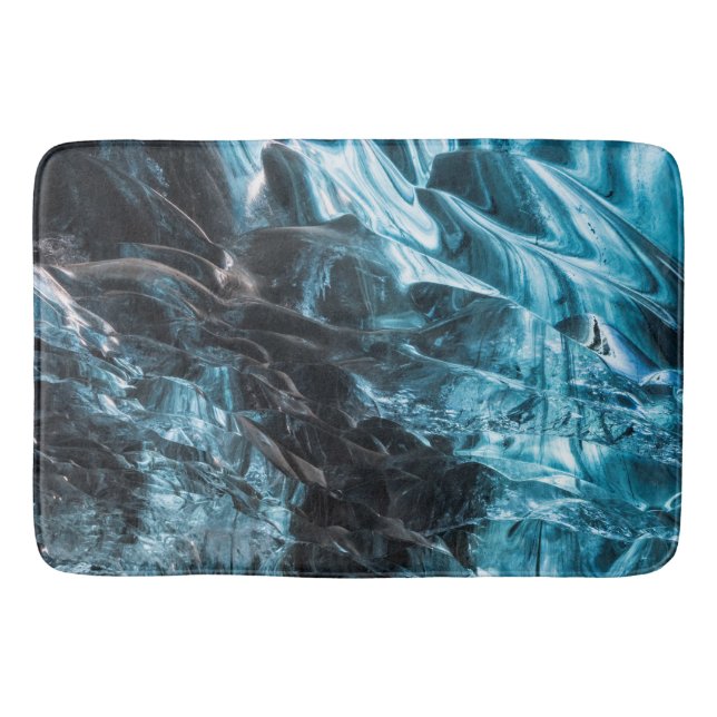 Blue Ice Abstract In Ice Cave Bath Mat (Front)