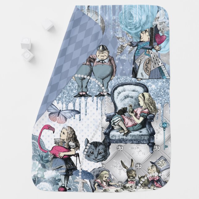 Blue Ice Alice in Wonderland Baby Blanket (In Situ)
