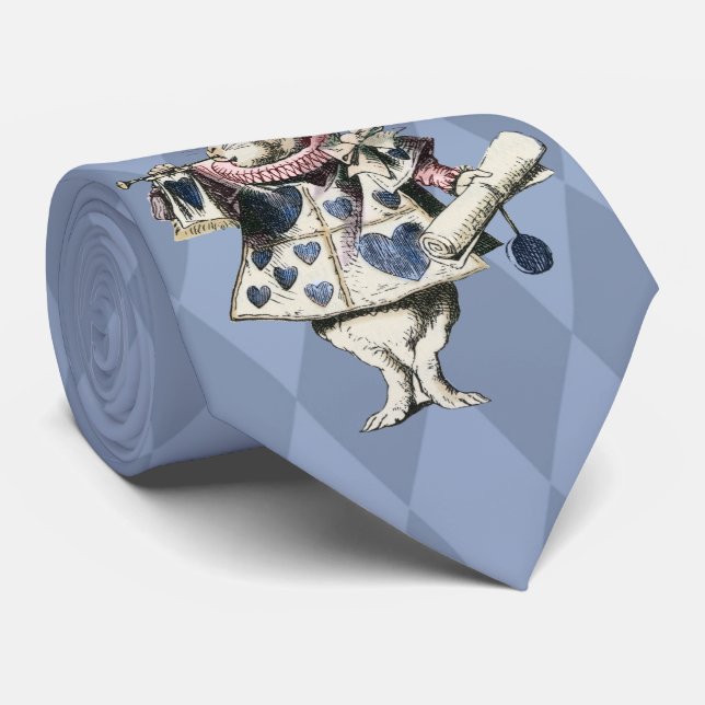Blue Ice Alice in Wonderland Rabbit Neck Tie (Rolled)