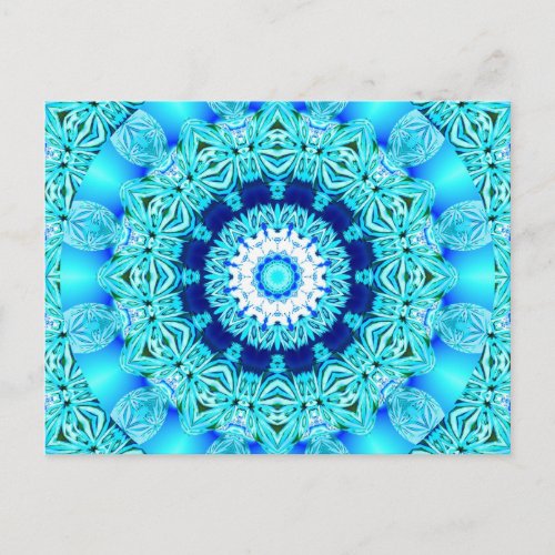 Blue Ice Angel Ring, Abstract Mandala Postcard