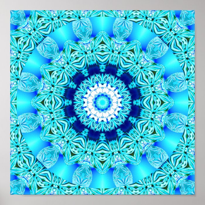 Blue Ice Angel Ring, Abstract Mandala Posters