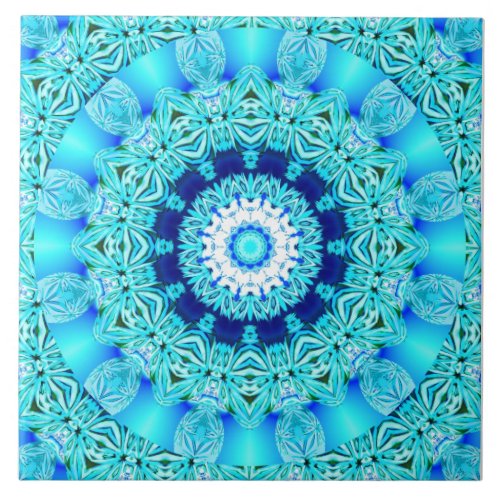 Blue Ice Angel Ring, Abstract Mandala Tile