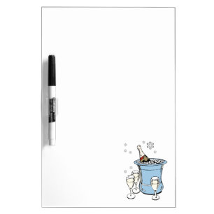 Blue Ice Bucket with Glasses-Dry Erase Board
