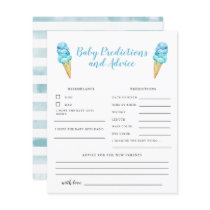 Blue Ice Cream Baby Predictions & Advice Card