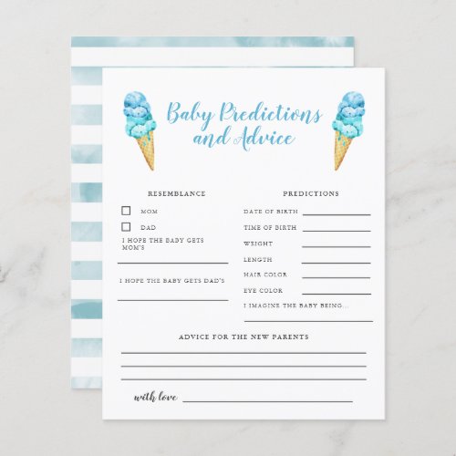 Blue Ice Cream Baby Predictions  Advice Card