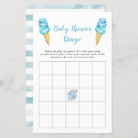 Blue Ice Cream Baby Shower Bingo Game