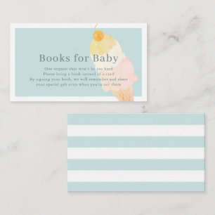 Blue Ice Cream Baby Shower Book Request Enclosure Card