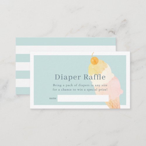 Blue Ice Cream Baby Shower Diaper Raffle Ticket Enclosure Card