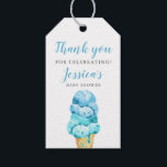 Blue Ice Cream Baby Shower Gift Tags<br><div class="desc">Cute ice cream theme baby shower favor tag featuring watercolor illustration of blue and mint green ice cream scoops on a waffle cone.</div>