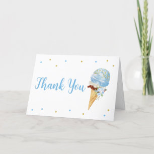 Blue Ice Cream Baby Shower Thank You Card