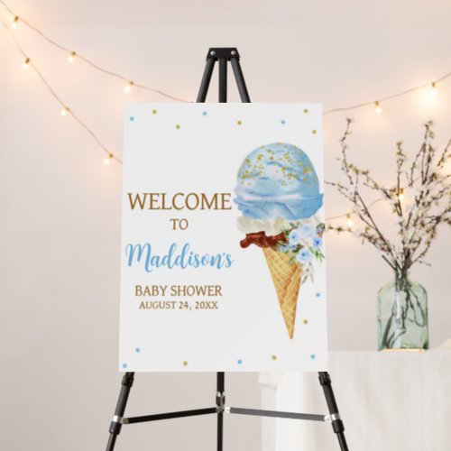 Blue Ice Cream Baby Shower Welcome Sign