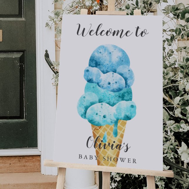 Blue Ice Cream Baby Shower Welcome Sign (Creator Uploaded)