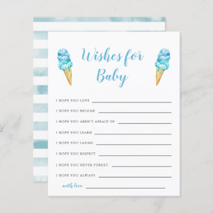 Blue Ice Cream Baby Shower Wishes for Baby Card