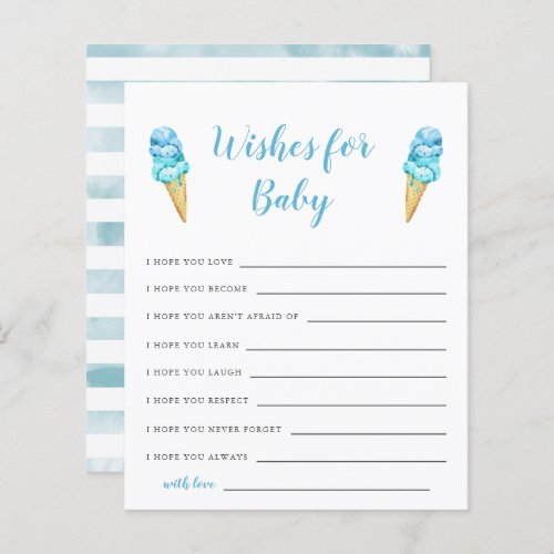 Blue Ice Cream Baby Shower Wishes for Baby Card