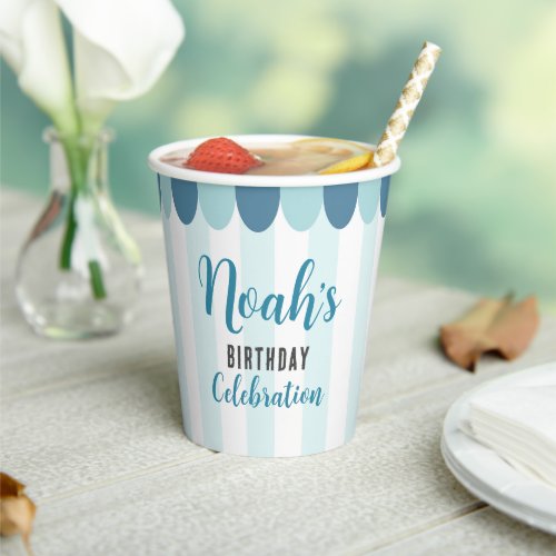 Blue Ice Cream Birthday Party Paper Cups