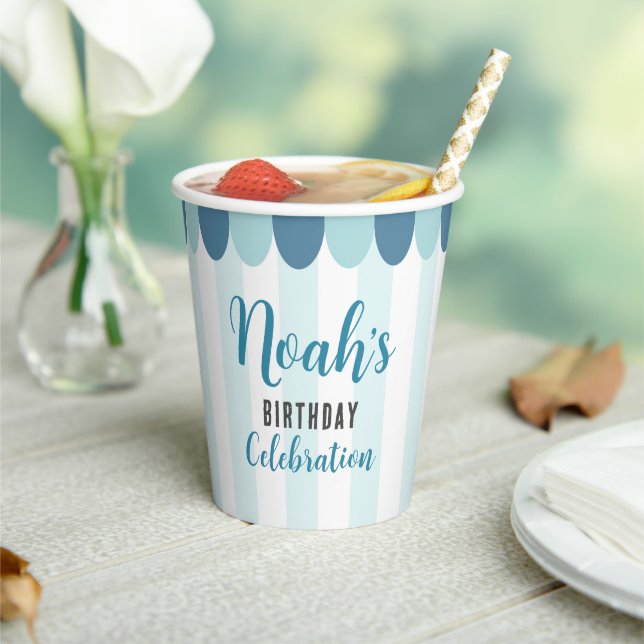 Blue Ice Cream Birthday Party Paper Cups (Insitu)
