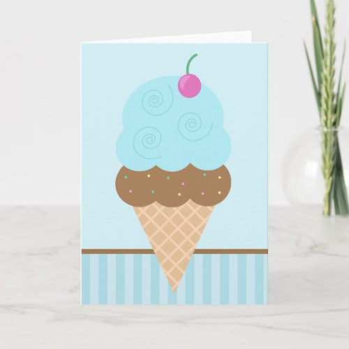 Blue Ice Cream Cone Card
