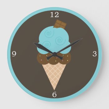 Blue Ice Cream Cone Large Clock by heartlockedhome at Zazzle