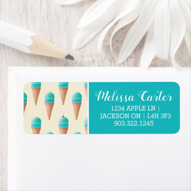 Blue Ice Cream Cone Pattern, Light Yellow Label (Insitu)