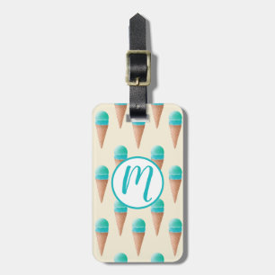 Blue Ice Cream Cone Pattern, Light Yellow Luggage Tag