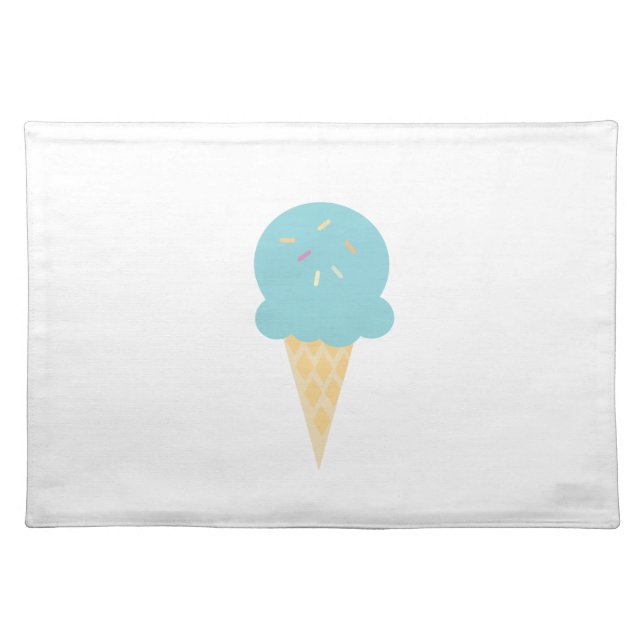 Blue Ice Cream Cone Summer Sprinkles Cloth Placemat (Front)