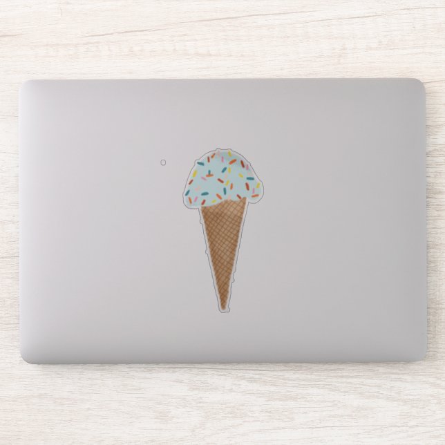 Blue  Ice Cream Cone with Sprinkles Illustration Sticker (Computer)