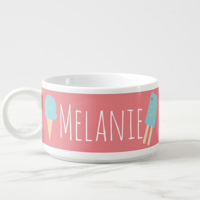 Blue Ice Cream Name Sprinkles Cone Summer Bowl (Right)