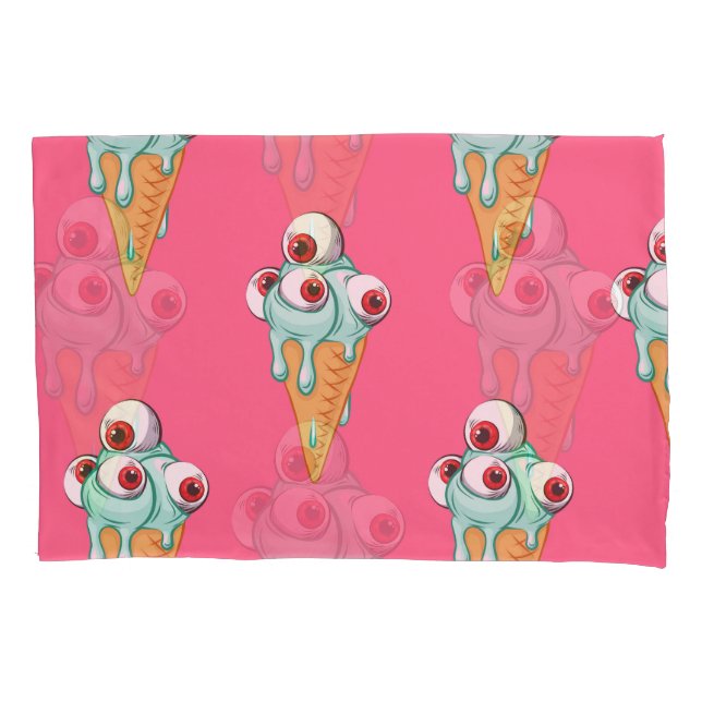 Blue Ice Cream Pink Background Pillow Case (Front)