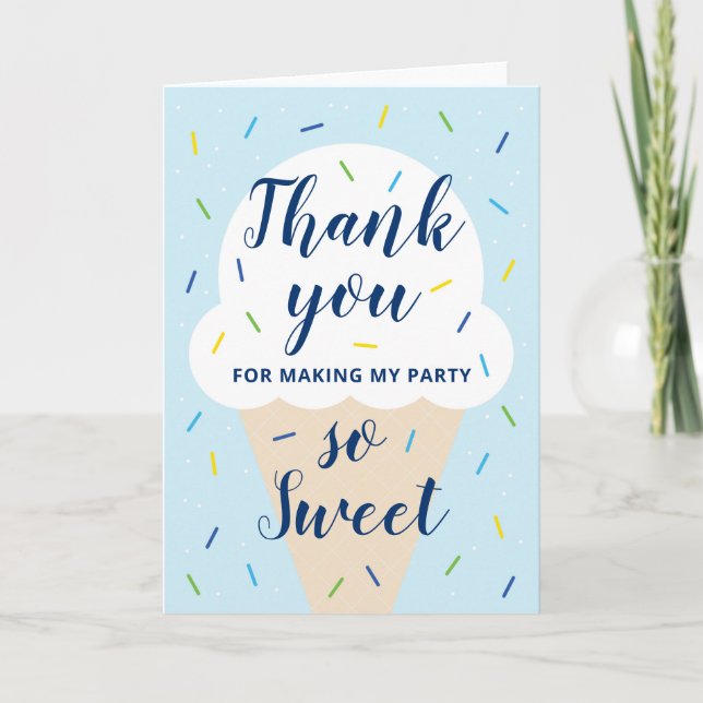 Blue Ice Cream Thank You Card (Front)