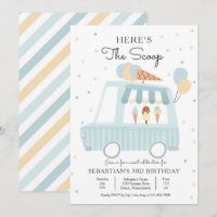 Blue Ice Cream Truck Here's The Scoop Birthday