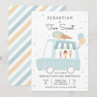 Blue Ice Cream Truck Two Sweet 2nd Birthday Party
