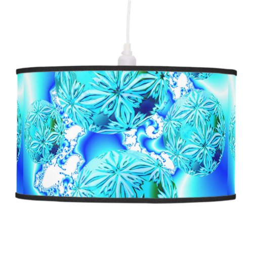 Blue Ice Crystals Abstract Aqua Azure Cyan Fractal Hanging Lamp
