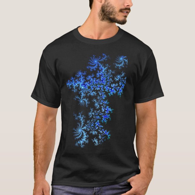 Blue Ice Crystals Fractal T-Shirt (Front)