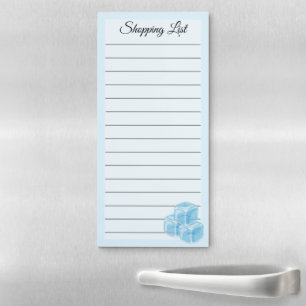 Blue Ice Cube Shopping List Magnetic Notepad