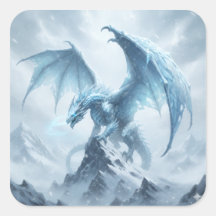 Blue Ice Dragon On A Mountaintop
