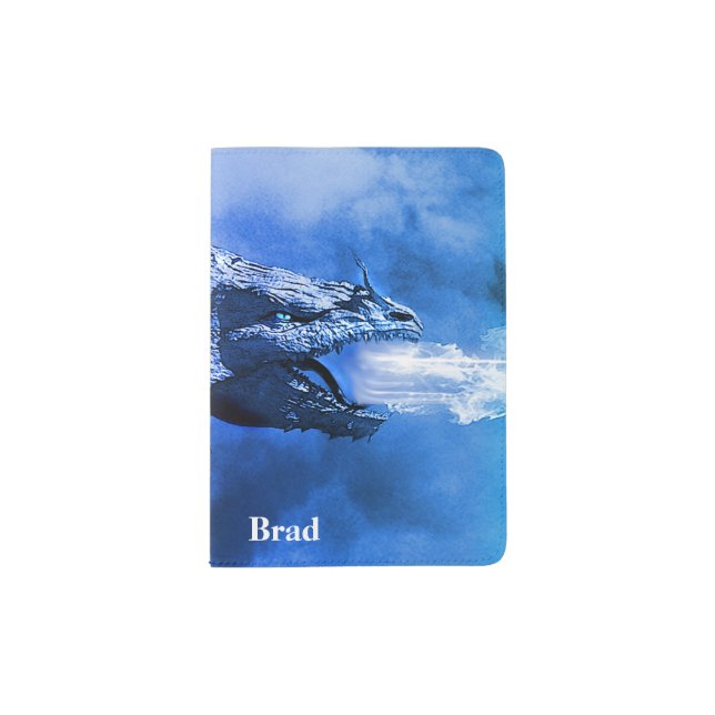 Blue Ice Dragon Personalized Passport Holder (Front)