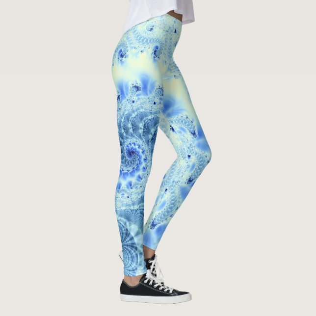 Blue Ice Fractal Swirl Leggings (Right)