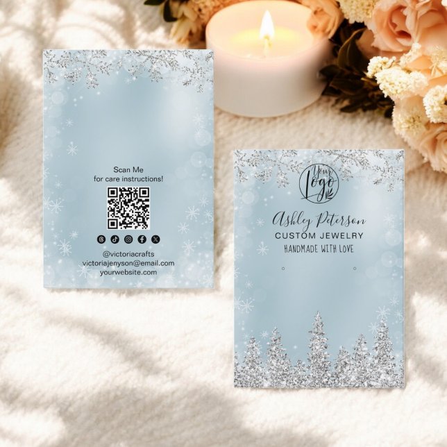 Blue ice glitter logo jewelry earring display business card (Blue ice glitter logo jewelry earring display business card)