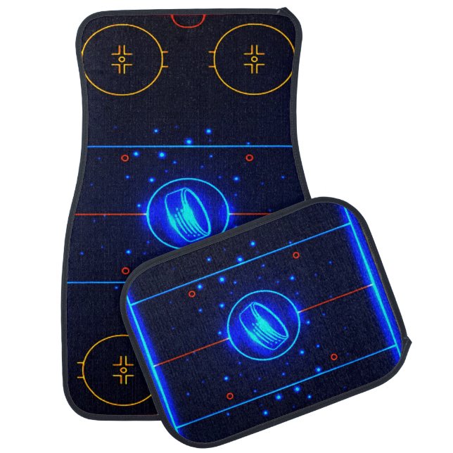 Blue Ice Hockey Car Floor Mat (Set)