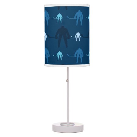 Blue Ice Hockey Player Pattern Table Lamp