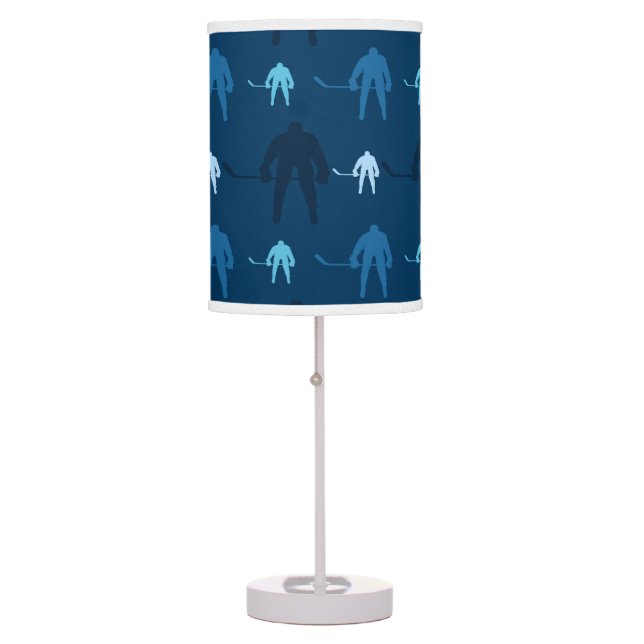 Blue Ice Hockey Player Pattern Table Lamp (Front)