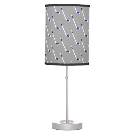 Blue Ice Hockey Stick Pattern Table Lamp (Front)