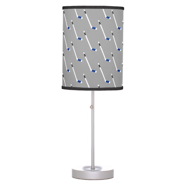Blue Ice Hockey Stick Pattern Table Lamp (Front)