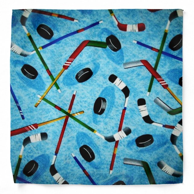 Blue Ice Hockey Theme Bandana (Front)