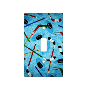Blue Ice Hockey Theme Light Switch Cover