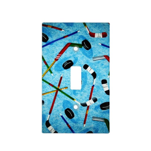Blue Ice Hockey Theme Light Switch Cover (Front)