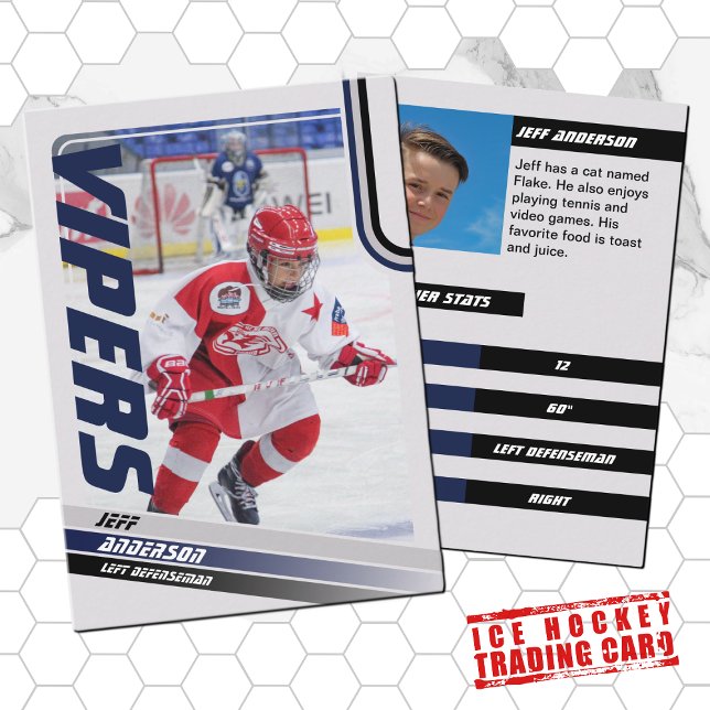 Blue Ice Hockey Trading Card (Unleash your creativity with our blue and black customizable ice hockey trading card )