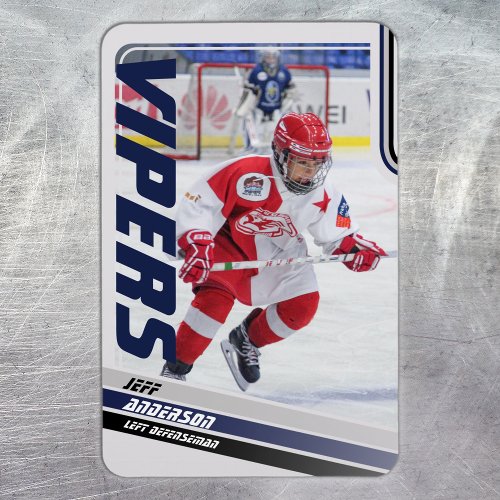 Blue Ice Hockey Trading Card Magnet