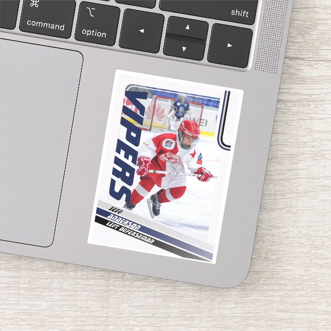 Blue Ice Hockey Trading Card Sticker (Detail)